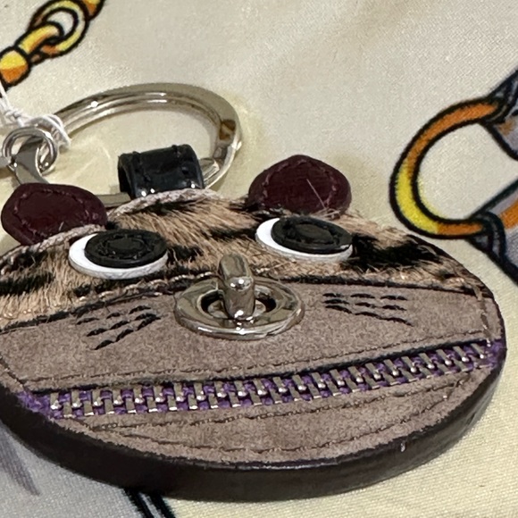 Coach Leather & Suede Patch Cat Leopard Zipper Fob - Picture 2 of 11